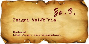 Zsigri Valéria névjegykártya